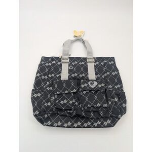 HARAJUKU LOVERS Tote Bag Black/ Grey Snap Top Uh-O Safety Net 8302